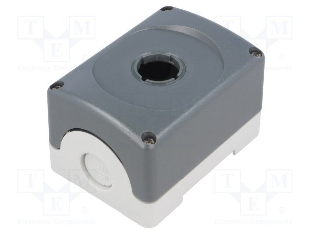 Plastmasas korpuss, pultīm, 75x101x61mm, IP66,  ABS, pelēkā krasa, montāžu atveres diametrs 22mm, M20, PG13.5