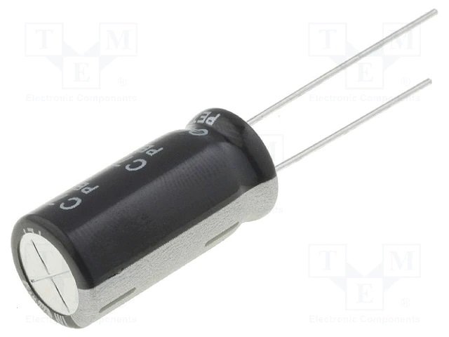 1500/10V 105C, Ø10x20mm, ±20%, Kondensatori zemas induktivitātes, 5000h, SAMWHA, ar lokaniem izvadiem