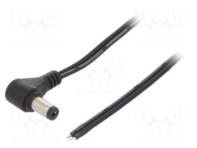 5.5*2.1mm, L=10mm, leņķisks štekers, 24V/3A, 0.5mm2, ar vadu 1.5m