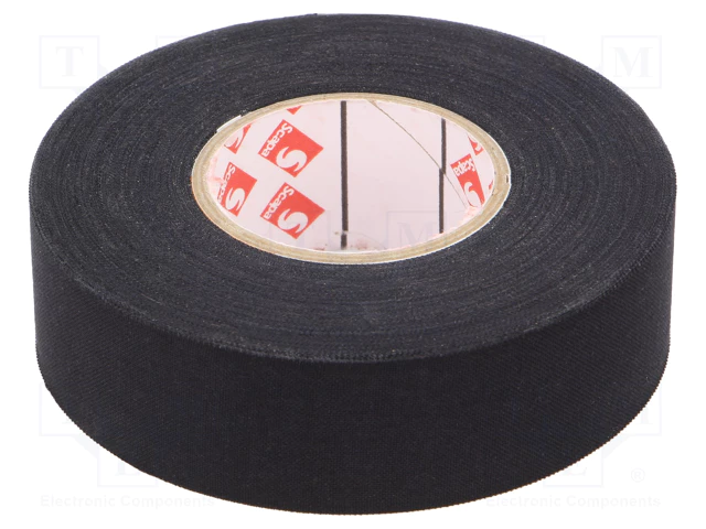 Izolenta melna krasa, audumu, 0.25 x 25mm x 25m, -30...105°C