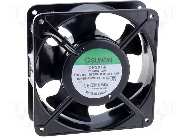 120x120x38mm, AC230V, ritgultnis, 148m3/h, 45dB, 2750prm, 20W, Ventilators