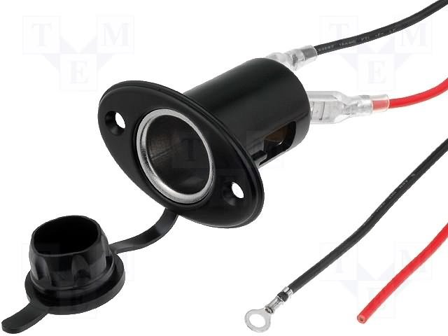 Auto ligzda piepīpētājam šasijai ieskrūvējama ar drošīnātājem, 18AWG,12VDC/10A
