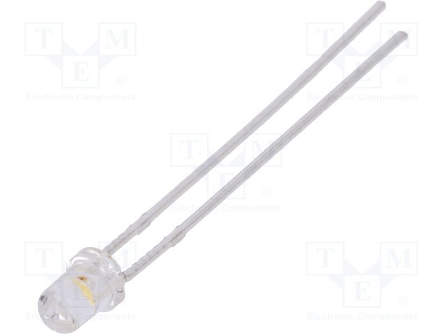 3mm, neitrāla balta, 5000...8500mcd, 30°, 2.6...3.6V/20mA, 5500K, gaismas diode