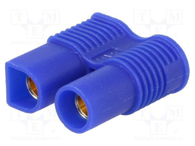 2Pin, EC3, "mama", lodējama vadam, 500V, 25A, 12AWG(3.31mm2), zila krasa, gold flash