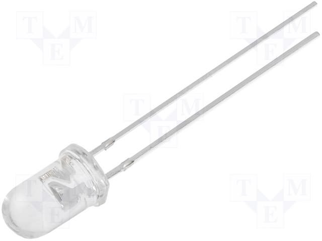 5mm, silta balta, 6000...8000mcd, 20°, 2.8...4V/20mA, gaismas diode