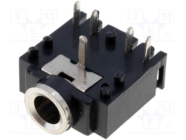 3.5mm ligzda, stereo, plastmasas, THT, 2 x on/off
