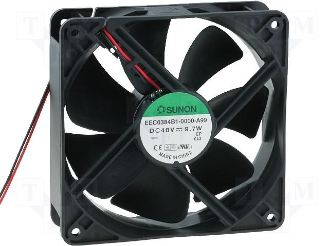 120x120x38mm DC48V, ritgultnis, 234.4m3/st, 48dB, 3000prm, 9.7W, Ventilators