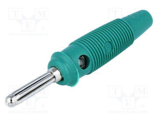 Testera štekers, 4mm, 10A/60VDC, L=60mm, zaļā krasa, Hirschmann
