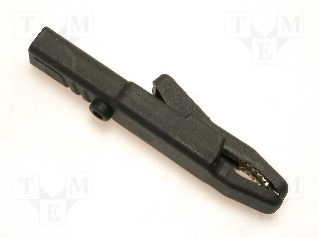 Krokodils izolēts, 4mm, 25A, L=80.5mm, HIRSCHMAN, melna krasa