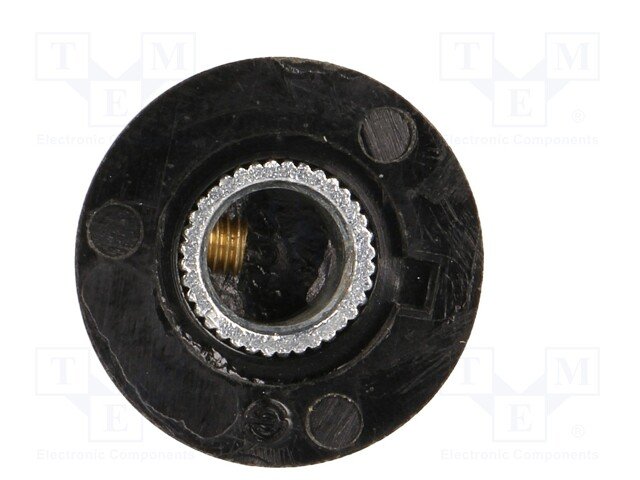 Potenciometru rokturitis Ø15x12.3mm, bakelits, melnā krasa, Ø6.4mm, ar skruvi