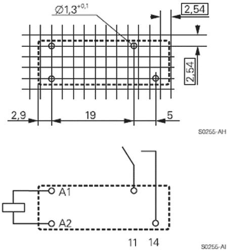 Relejs DC9V, SPST-NO, 10A/240VAC, 10A/30VDC, 360Ω(24.7mA), viens kontakts uz saslēgšanu, 28x10x16.2mm, ZETTLER