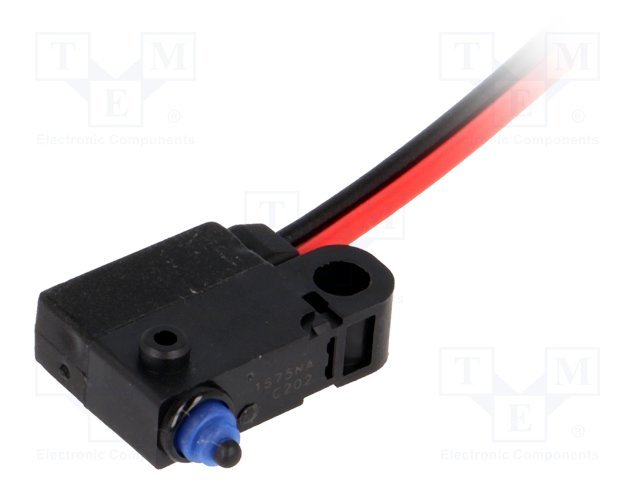 Mikropārslēdzējs bez sviras, SPST-NC, ON-(OFF), 0.1A/125VAC, 2A/12VDC, IP67, 18.5x5.3x6.5mm, Lvad=300mm, OMRON