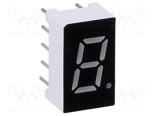 7LED indikators, vienkartējs, 7.62mm, 40mkcd, 12.7x7.6x6.1mm, 606nm, kopējs anods, dzintarains
