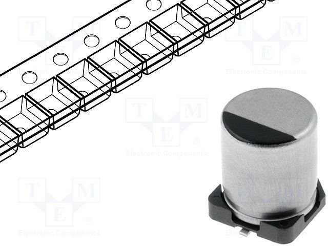 1000/10V, SMD, 105C, 10*10.2mm, Kondensators elektrolītisks, Low ESR, 5000h, PANASONIC