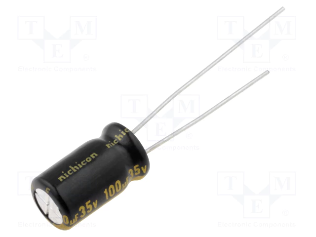 100/35V, -40...85°C, Ø6.3x11mm, ±20%, kondensators elektrolitiskais, Serija KW, AUDIO, 2000h, NICHICON