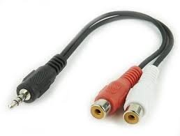 3.5mm štekers stereo/2RCA ligzda vads, 0.2m