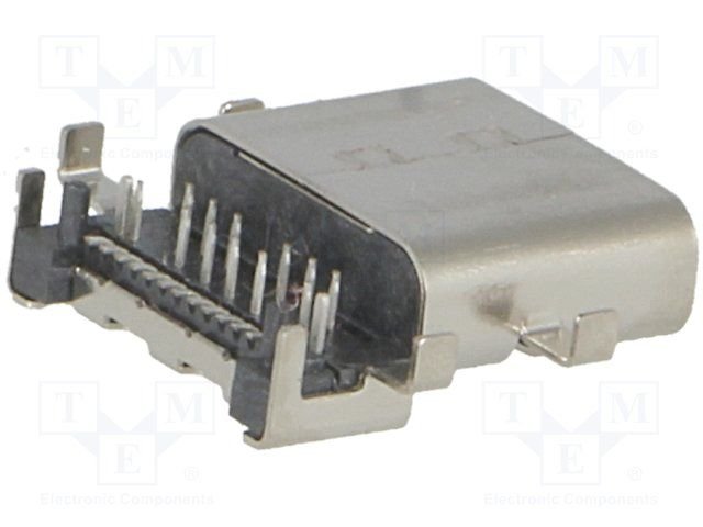 USB-C (type C), 3.1, ligzda uz šasija, SHT, vidū platei, 6 piestiprinājuma punkti, 24pin