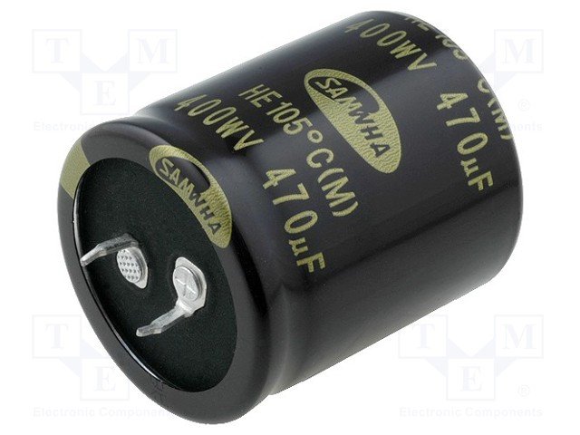 470/400V, 105C, Ø35x40mm, ±20%, Kondensators elektrolītisks, 2000h, SNAP-IN, SAMWHA