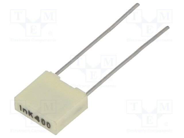 1nF/400VDC, 200VAC, ±10%, plēves, poliefirs kondensators, 5mm, 7.2x2.5x6.5mm, KEMET