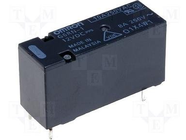 Relejs DC12V, SPDT, 8A/250VAC, 5A/30VDC, 655R(18.3mA), viens kontakts uz pārslēgšanu, 28.5x20x15mm, OMRON