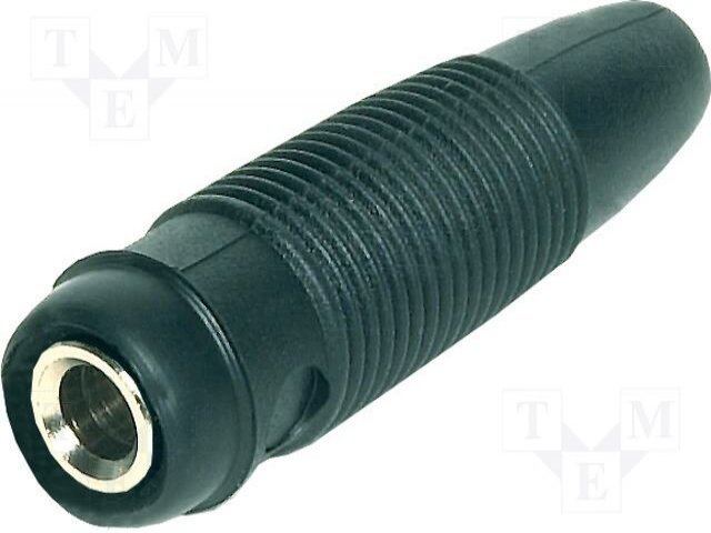Testera ligzda, 4mm, 16A/60VDC, L=48mm, lodējamas, vadam, melna krasa