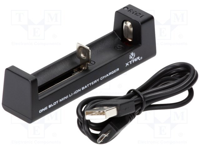 LADE Li-ion, 1 aku., 3.6/3.7V, 0.5A, 10440/14500/14650/16340/17335/17500/17670/18350/18500/18650/18700/22650 5V(miniUSB), akumulatoru lādētajs, 140gr.