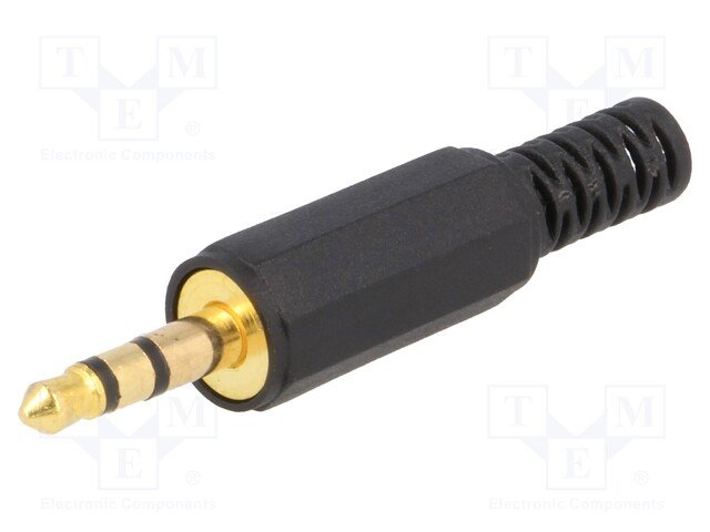 3.5mm štekers, stereo, plastmasas, uz vadu, ar amortizatoru, GOLD