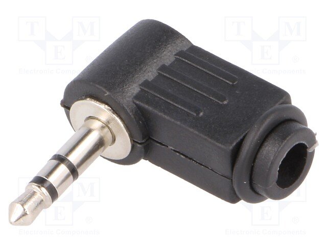 3.5mm štekers, stereo, plastmasas, uz vadu, leņķisks