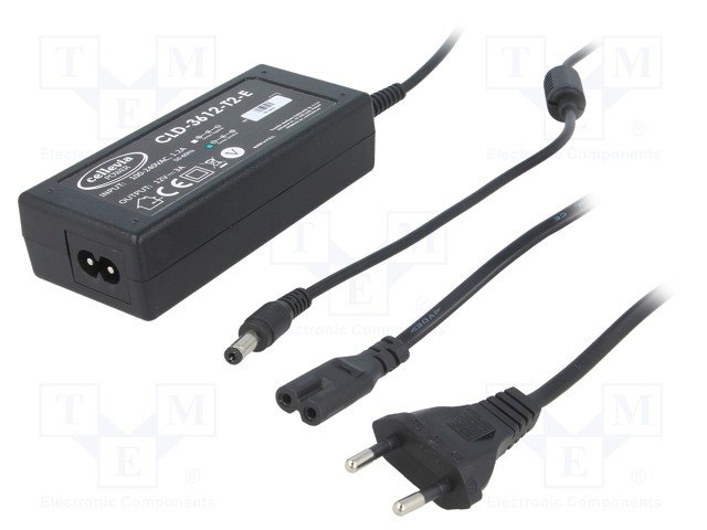 Barošanas bloks 220V=>12V, 3A, 5.5/2.1, 36W, 0.10kg,