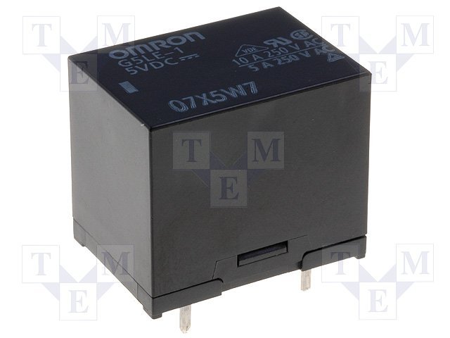 Relejs DC5V, SPDT, 10A/250VAC, 8A/30VDC, 63Ω(79,4mA), viens kontakts uz pārslēgšanu, 22.5x16.5x19mm, OMRON