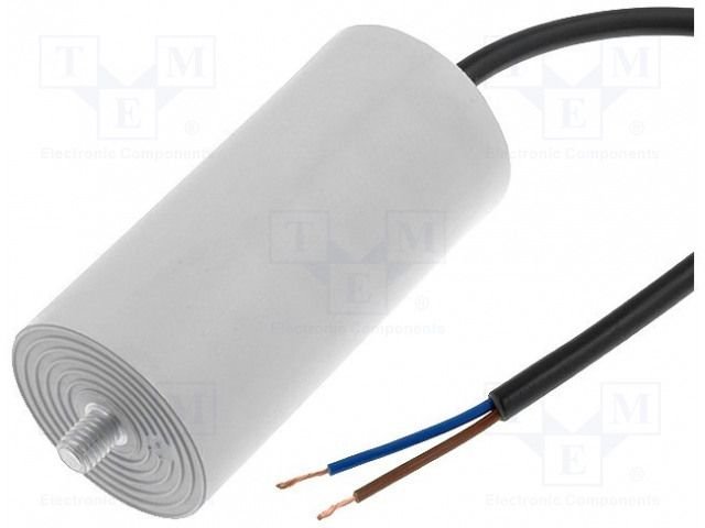 3.0/425VAC+cable elektromotoru kondensators, ±5%, Ø28x55mm, M8, 10000h, DUCATI ENERGIA