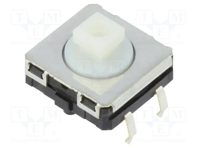 Mikroslēdzejs horizontāls, SPST-NO, OFF-(ON), 0.05A/24VDC, THT, 12x12x4.3mm, 1.96N, L=3.5mm, IP67, OMRON