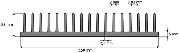 Radiators 150x70x25mm, aluminijs, sudraba krāsa