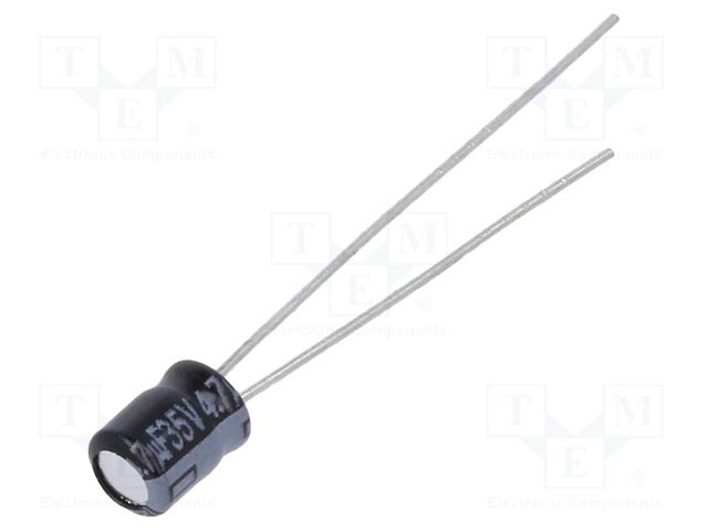 4.7/35V, 85C, Ø4x5mm, ±20%, Kondensatori Mini, 1000h, PANASONIC, ar lokanien izvadiem