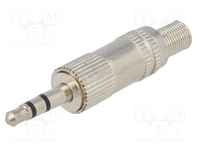3.5mm štekers, stereo, metālisks, uz vadu, ar amortizatoru