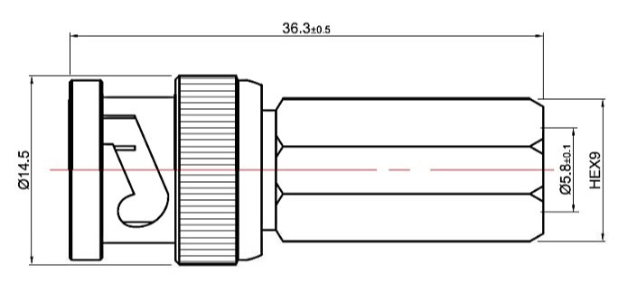 BNC štekers uz RG59, 75Ω, taisns, skrūvajams(twist-on)
