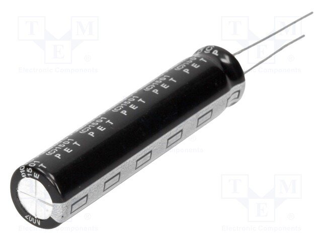100/200V, 105C, Ø10x45mm, ±20%, Kondensators elektrolītisks, 10000h, Elite, ar lokaniem izvadiem
