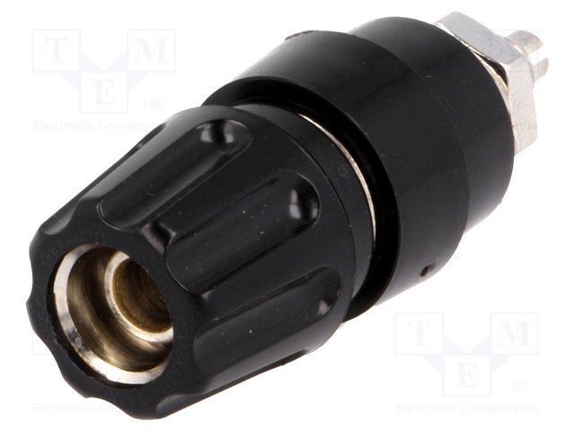 Testera ligzda, 4mm, 63A/60VDC, L=52mm, šasijai, melns