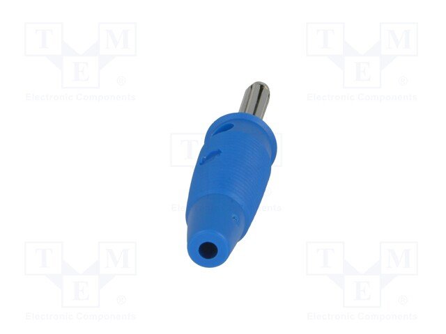 Testera štekers, 4mm, 10A/60VDC, L=60mm, zilā krasa, Hirschmann