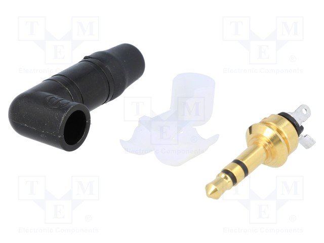 3.5mm štekers, stereo, metālisks, uz vadu, leņķisks, NEUTRIK