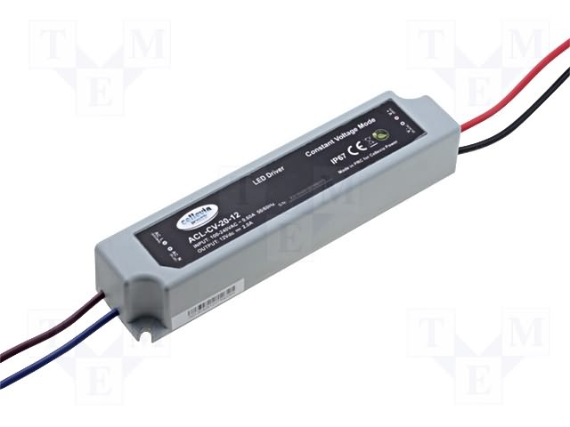 Barošanas bloks LED ar sprieguma stabilizāciju 230VAC=>12DC, 1.7A, 20W, IP67