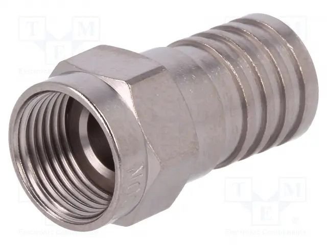 F Konektors kabelim, Ø6.5mm, 75R, RG6, aizspiešana (sešstūris)