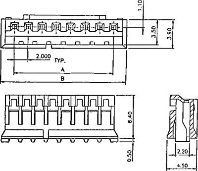 8pin, štekers/mama uz vadam, bez kontaktiem, solis=2.0mm, 100V/1A