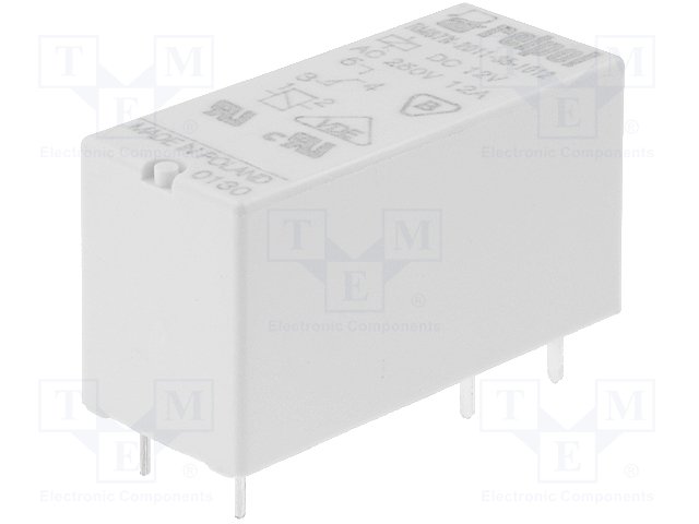 Relejs DC12V, SPDT, 12A/250VAC, 12A/24VDC, 360R(33mA), IP67, viens kontakts uz pārslēgšanu, 28.5x12.7x15.7mm, RELPOL