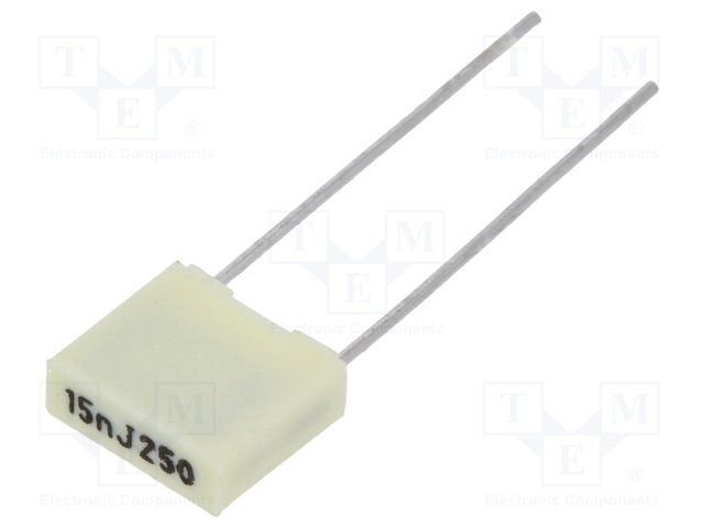 15nF/250VDC, 160VAC, ±5%, poliesteru kondensātors 5mm, 7.2x2.5x6.5mm, KEMET