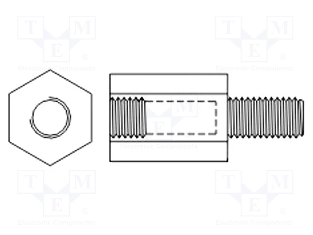 Distancers plastmasas L=10mm, M4 iekšeja vitne- M4 areja vitna