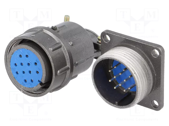 12Pin rūpņiecības savienotājs "mama spraudis + papa sasijai ligzda", 5A/300V, IP40, lodešanai