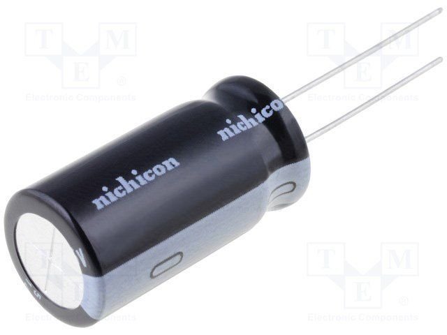 4700/35V, 105C, Ø18x35.5mm, ±20%, Kondensators elektrolītisks, 2000h, NICHICON, ar lokaniem izvadiem