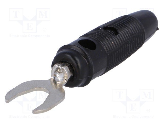 Dakša kontakts 4-6mm, 60VDC, 30A, aizspiednis zem skrūves, melna krasa, HIRSCHMANN T&M