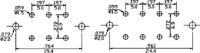 Pārslēdzējs slīdbīdņu DP3T, 1A/125VDC, ON-ON-ON, 8pin, 25x10x10mm, L=10.9mm, leņķisks, divi kontakti uz trīm stāvoklim